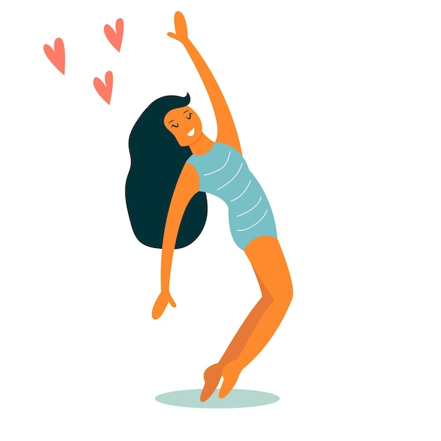 Vector illustration of dancing girl in swimsuit