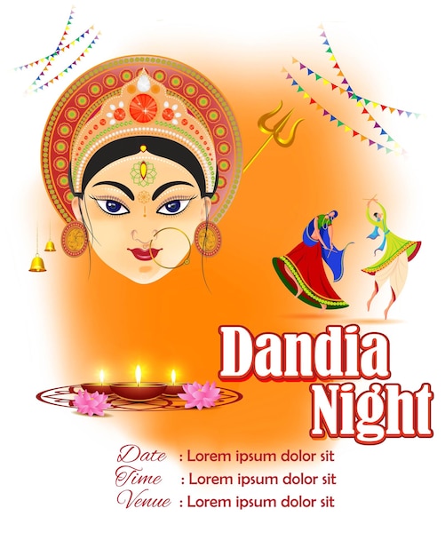 Vector illustration for dandiya night greeting