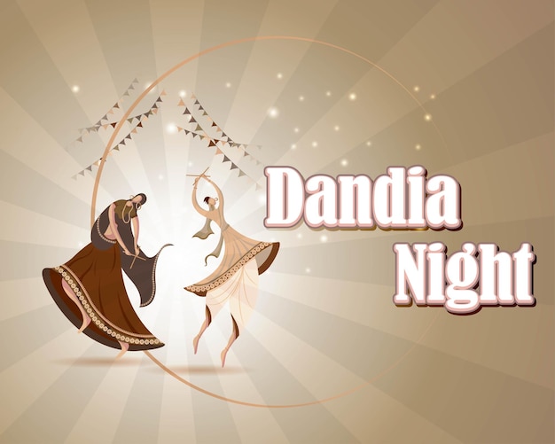 Vector illustration for dandiya night greeting