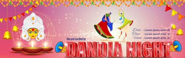 Vector illustration for dandiya night greeting