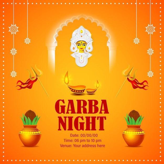 Vector illustration of dandiya night invitation social media feed template