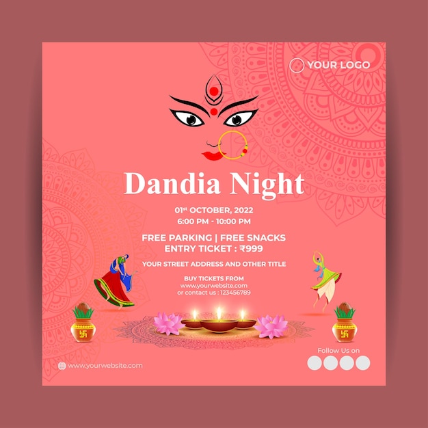 Vettore illustrazione vettoriale per la carta dell'invito della festa di dandiya night