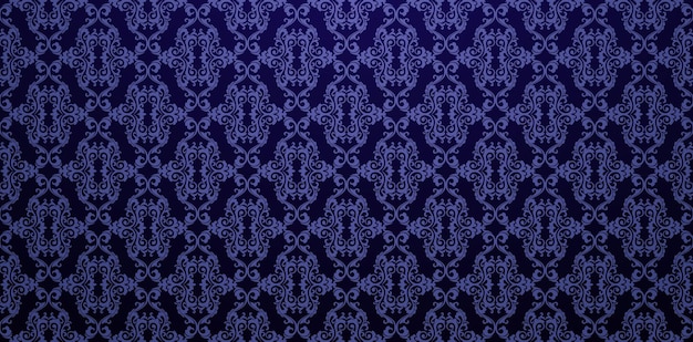 Vector vector illustration dark blue fabric texture seamlessly damask wallpaper pattern backgrounds for fas