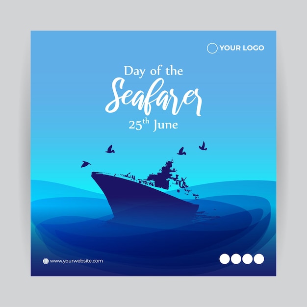 Vector illustration of Day of the Seafarer 25 June social media feed story mockup template