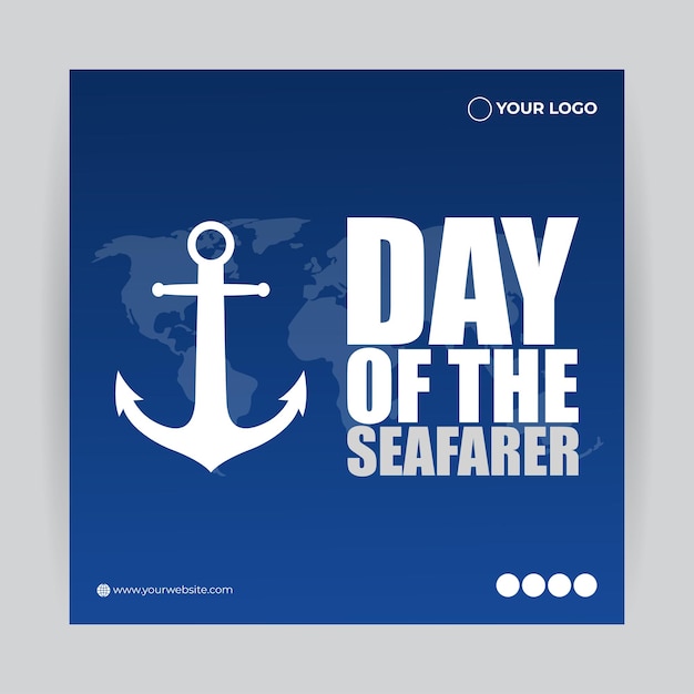 Illustrazione vettoriale del modello di mockup della storia del feed dei social media di day of the seafarer 25 giugno