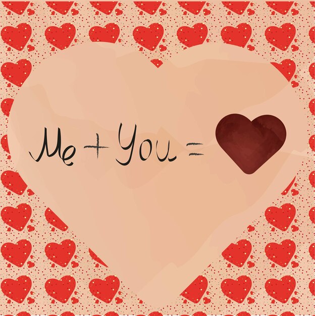 vector illustration declaration of love on the background of a pattern of hearts