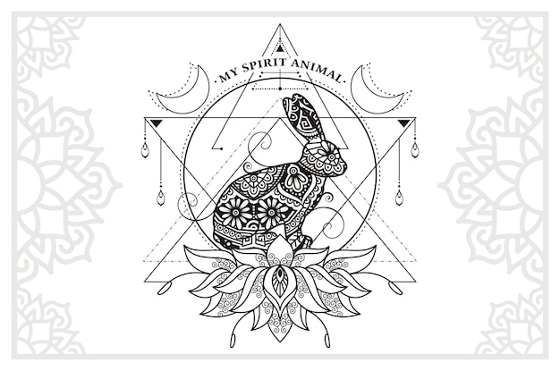 Vector vector illustration decorative animal on white background, rabbit my spirit animal