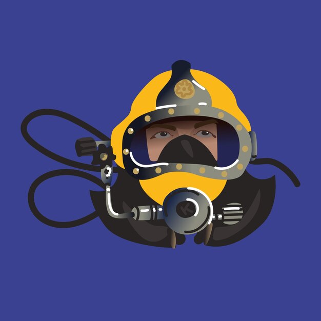 Vector illustration deep sea diver