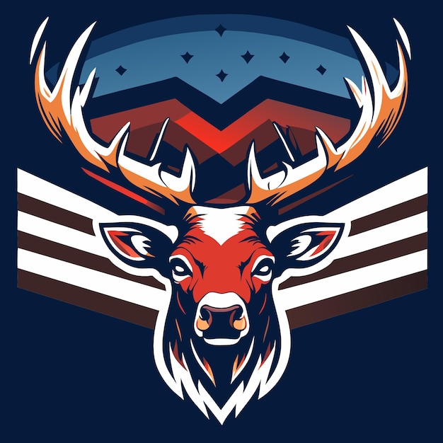 Vector illustration of deer in flag tones