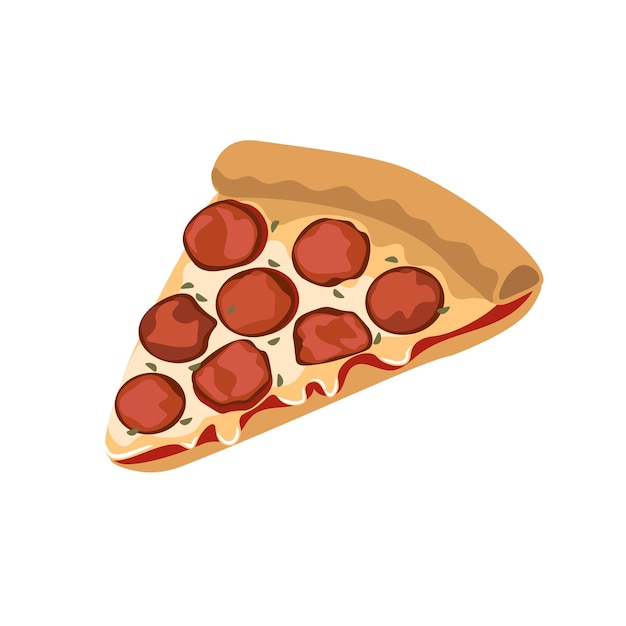 Vector vector illustration of a delicious homemade pizza on white background