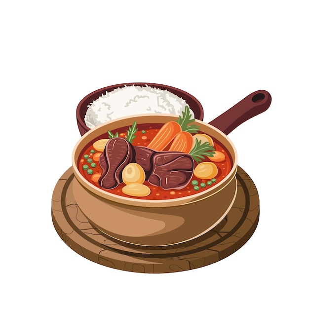 美味しい辛い牛肉のシチューや羊肉のカレーのベクトルイラスト