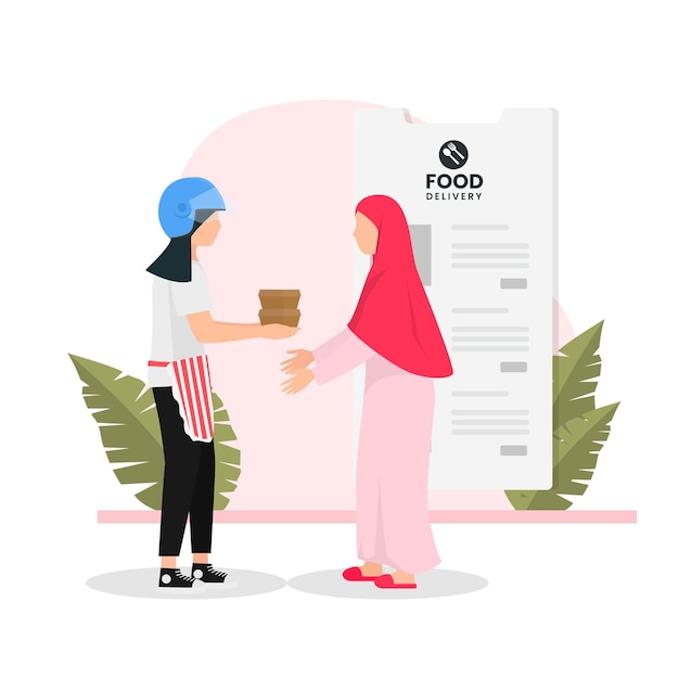 vector illustration of delivering food