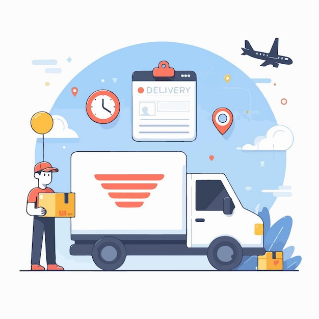 Vector vector illustration of delivery service in flat design style