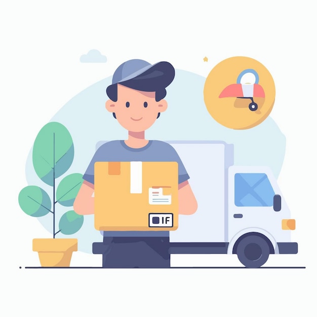 Vector vector illustration of delivery service in flat design style