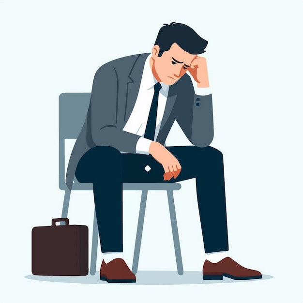 Vector vector illustration of a depressed businessman