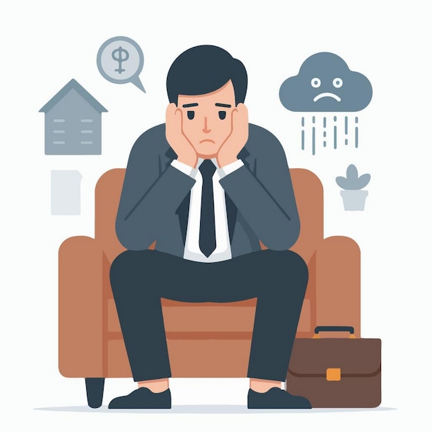 Vector illustration of a depressed businessman