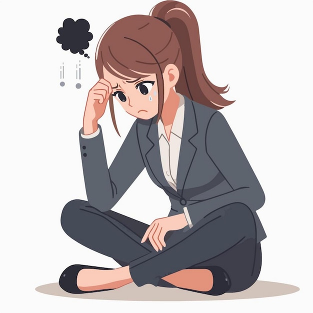 Vector vector illustration of a depressed businessman