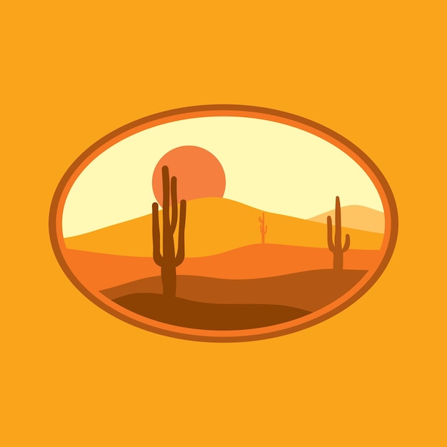 Vector illustration of desert with minimalistic design