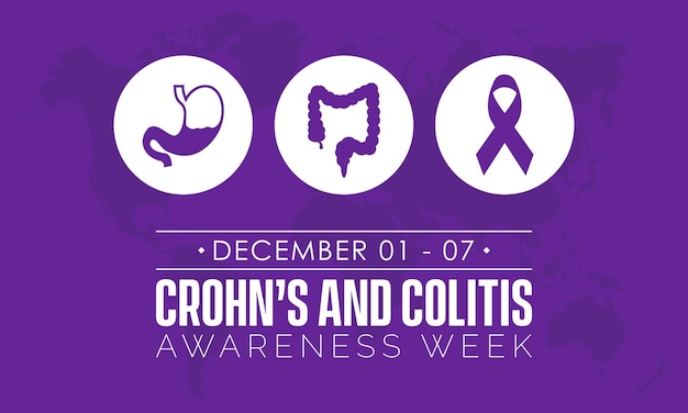 Vector vector illustration design concept of crohn's and colitis awareness week observed on december 1 to 7
