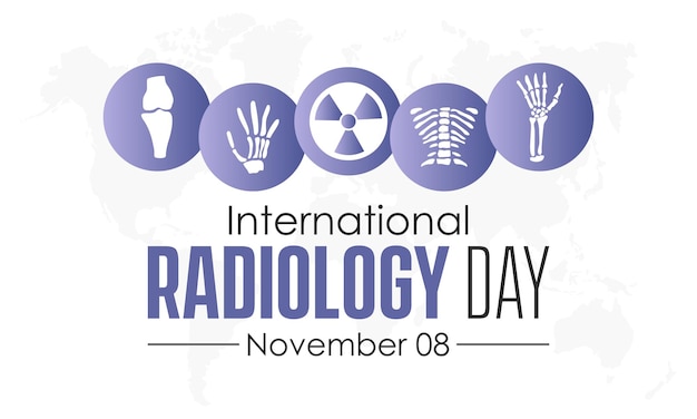 Concetto di design di illustrazione vettoriale della giornata internazionale della radiologia osservata l'8 novembre