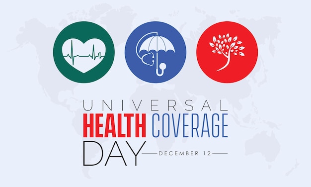 12월 12일에 관찰된 International Universal Health Coverage Day의 벡터 일러스트레이션 디자인 컨셉