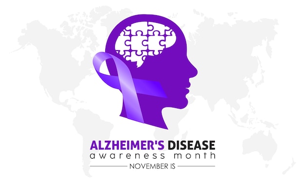 Vector illustration design concept of national alzheimer's disease awareness month observed on every november