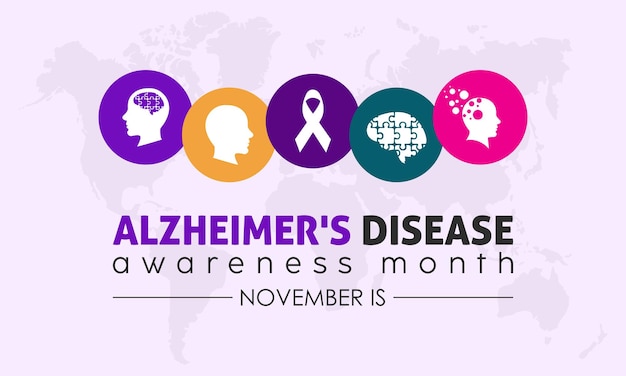 Vector illustration design concept of national alzheimer's disease awareness month observed on every november