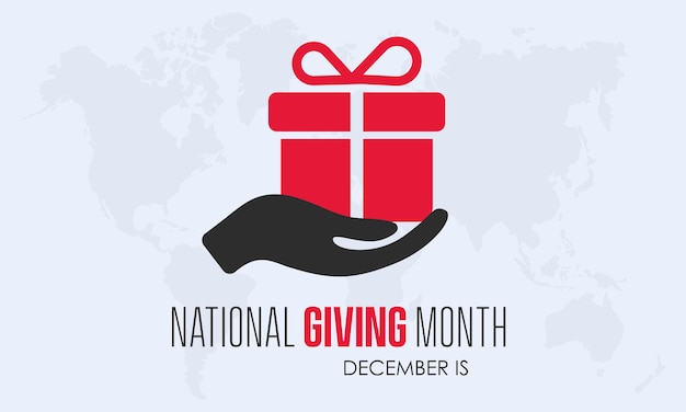 Concetto di design di illustrazione vettoriale del mese nazionale delle donazioni osservato ogni dicembre