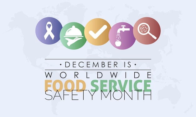 Vettore concetto di progettazione dell'illustrazione vettoriale del mese mondiale della sicurezza dei servizi alimentari osservato ogni dicembre