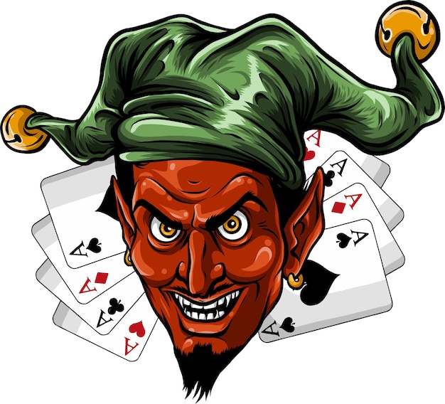 Vector vector illustration design laughing devil poker