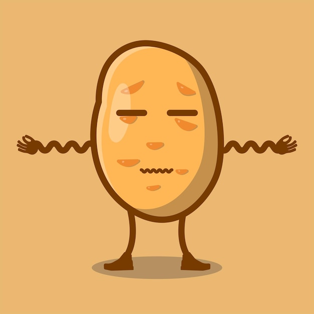 Vector illustration design of a serene handdrawn cute potato character relaxing