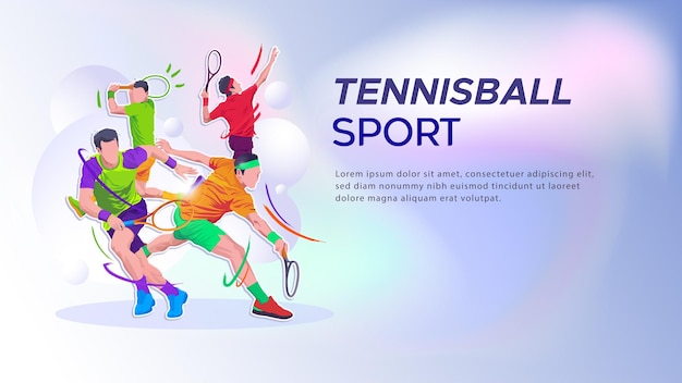 Disegno di illustrazione vettoriale atleta sportivo giocatore di palla da tennis per la celebrazione della giornata nazionale dello sport