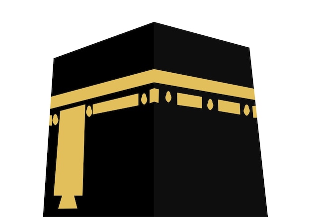 Vector vector illustration of a devotees praying facing towards kaaba