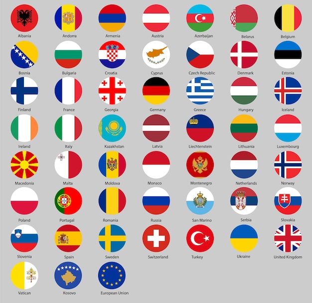 Vector vector illustration of different countries flags set
