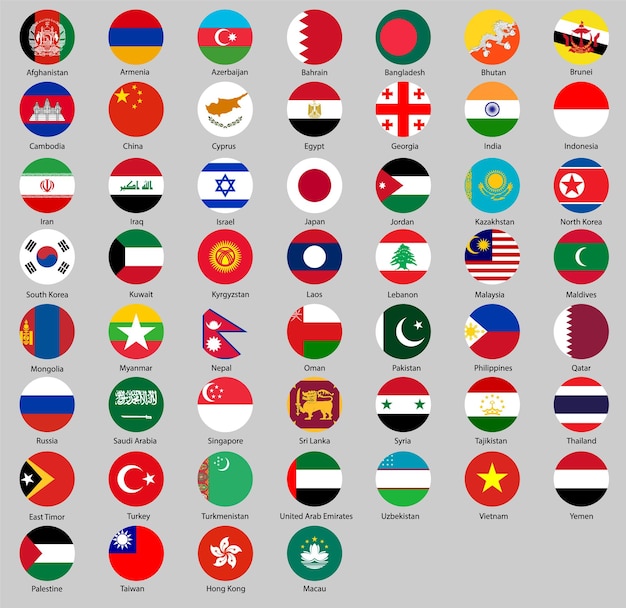 Vector illustration of different countries flags set