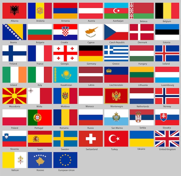 Vector vector illustration of different countries flags set