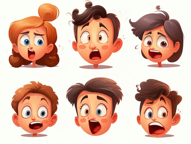 Vector vector illustration of different expressions white backgr