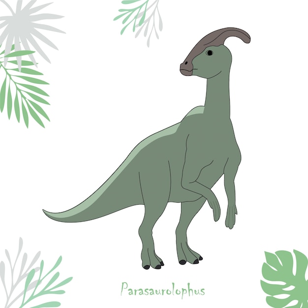 Vector illustration of the dinosaur parasaurolophus isolated on white background