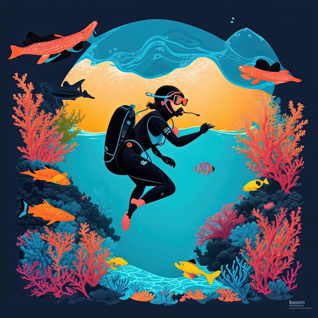 Vector illustration diving sport design