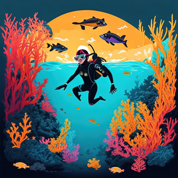 Vector illustration diving sport design