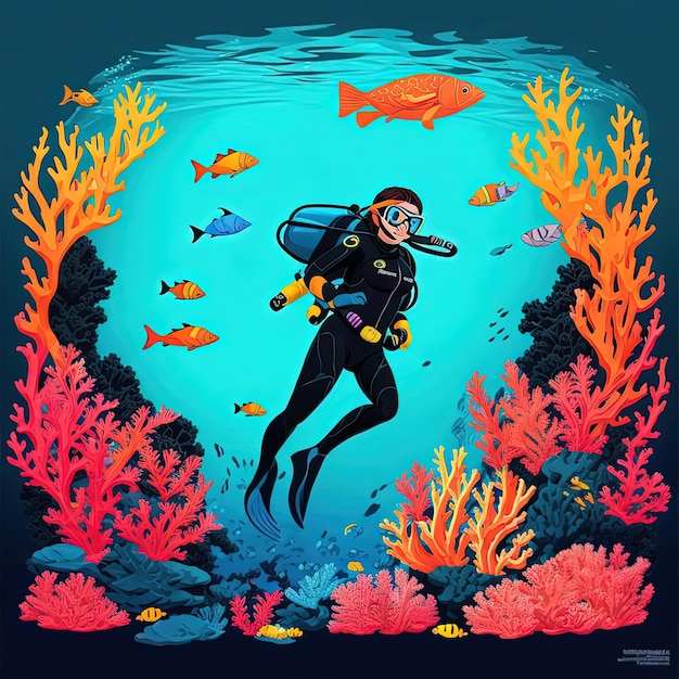 vector illustration Diving sport design