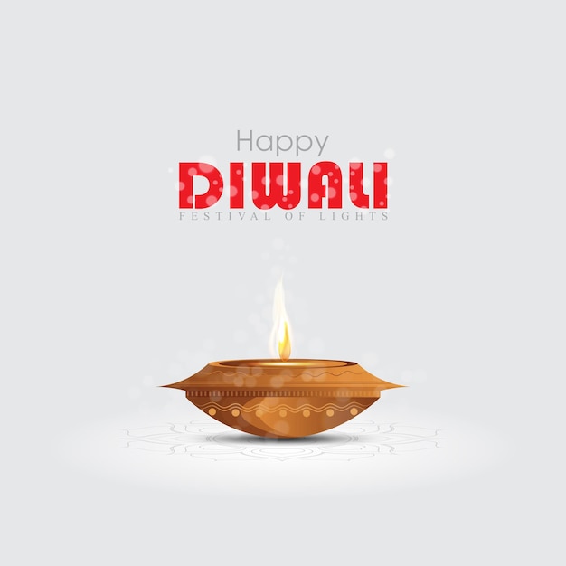 Vector illustration of diya on Diwali celebration.