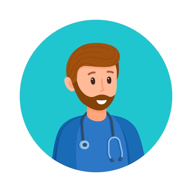 Vector vector illustration doctor avatar. photo of a doctor to fill out a questionnaire or banner, set, and more. doctor, health, medical icon.