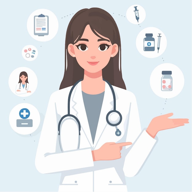 Vector vector illustration of doctor in flat design style