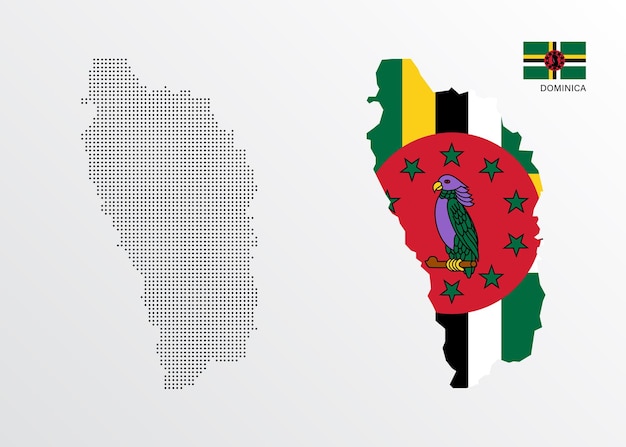 Vector illustration of Dominica map with flag