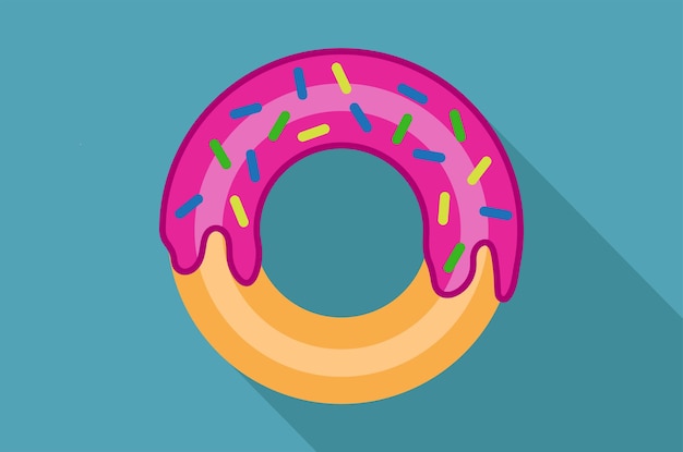 Vector illustration of a donut on blue background with shadow