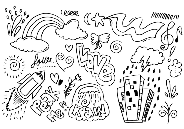 Illustrazione vettoriale di doodle carino per il concept design