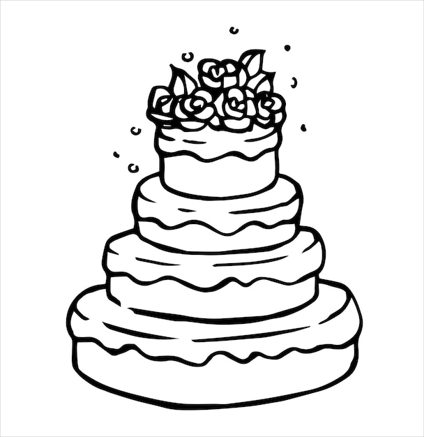 vector illustration in doodle style wedding cake