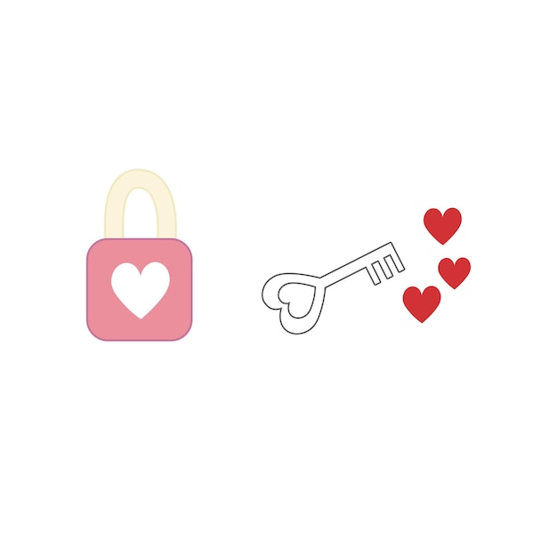 Vector illustration Doodles love lock and key icons
