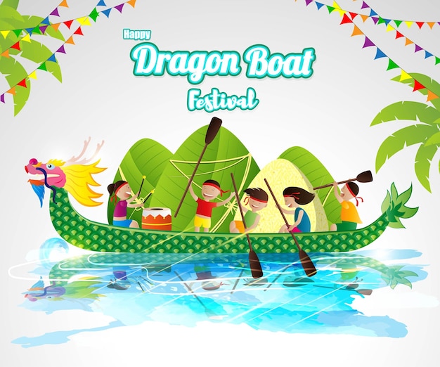 Vector illustration of Dragon boat festival greeting